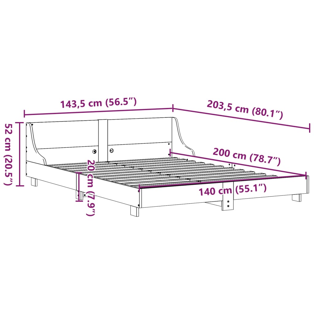 Bedframe zonder matras massief grenenhout wasbruin 140x200 cm is nu te koop bij PeponiXL, paradijselijk wonen!