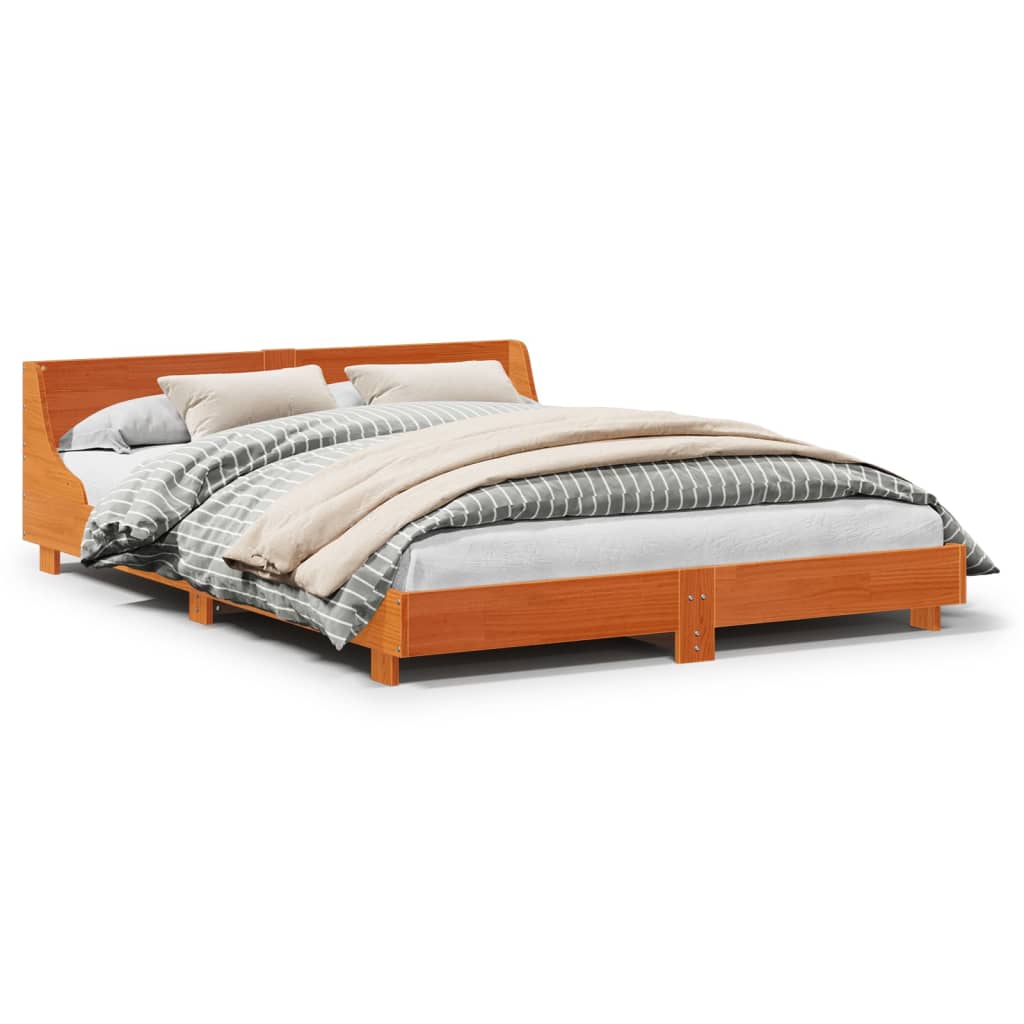 Bedframe zonder matras massief grenenhout wasbruin 140x200 cm is nu te koop bij PeponiXL, paradijselijk wonen!