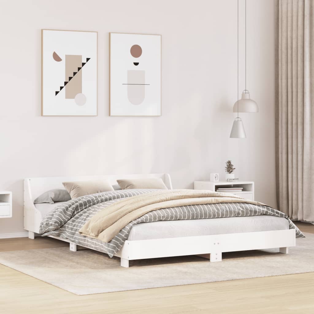 Bedframe zonder matras massief grenenhout wit 120x190 cm is nu te koop bij PeponiXL, paradijselijk wonen!