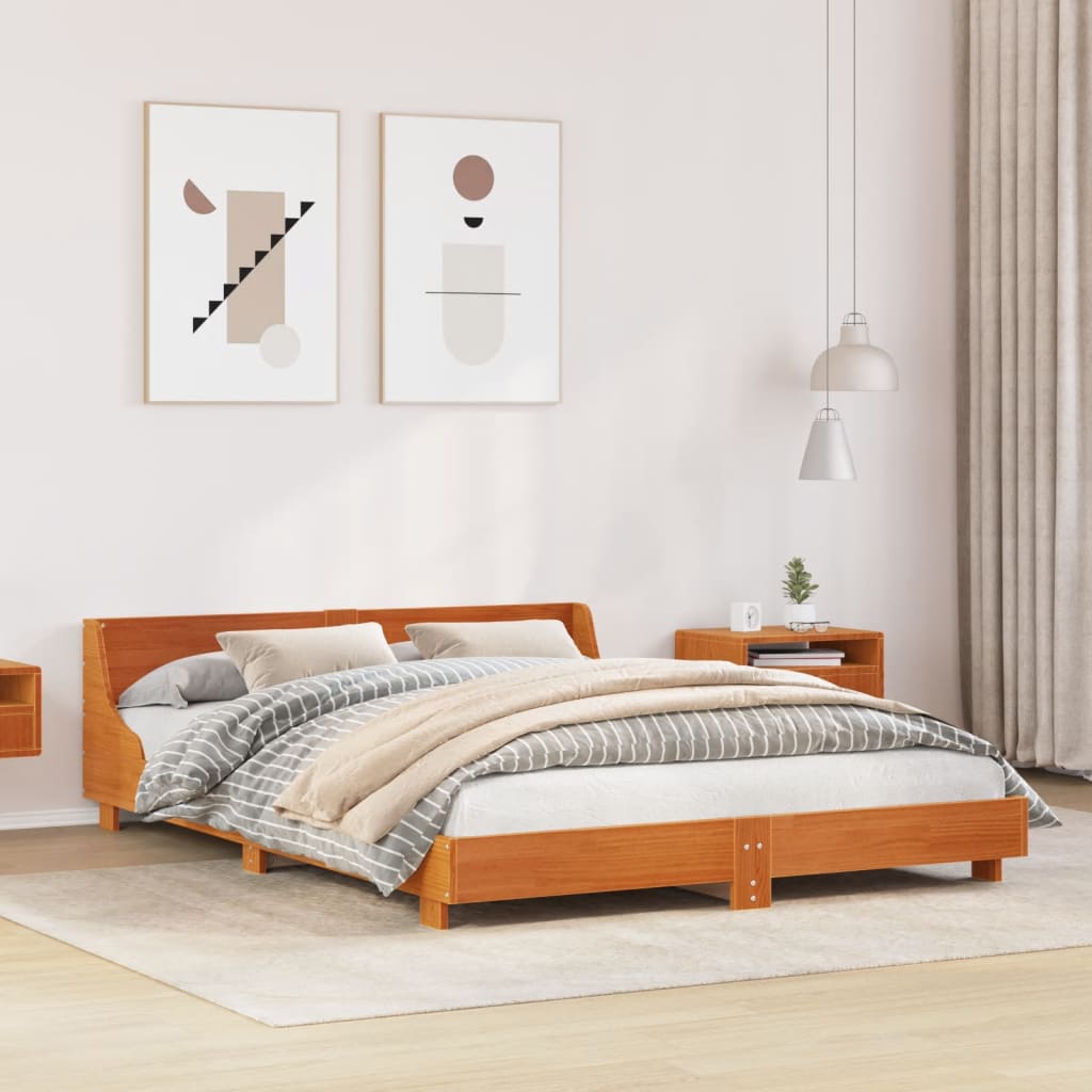 Bedframe zonder matras massief grenenhout wasbruin 120x190 cm is nu te koop bij PeponiXL, paradijselijk wonen!