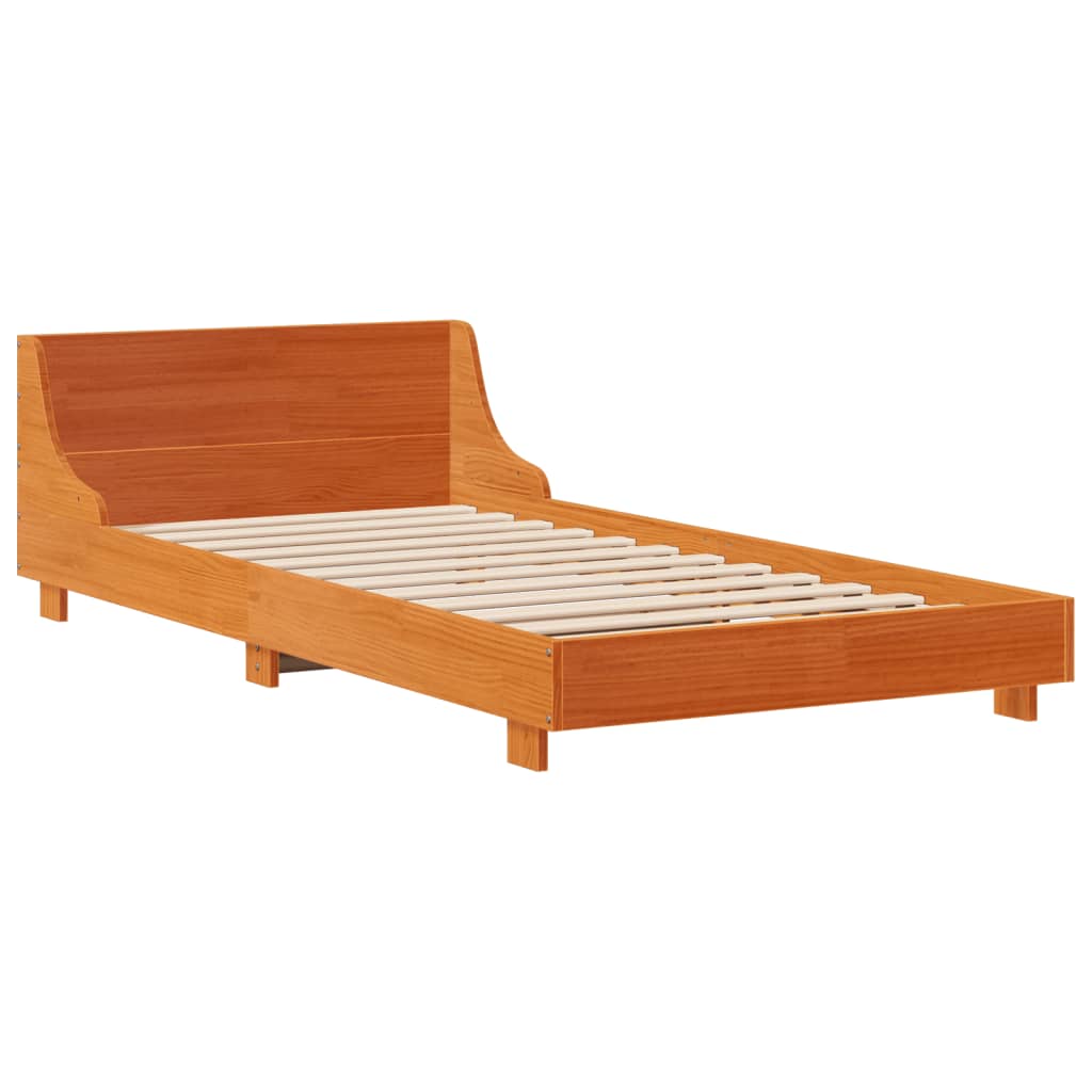 Bedframe zonder matras massief grenenhout wasbruin 75x190 cm is nu te koop bij PeponiXL, paradijselijk wonen!