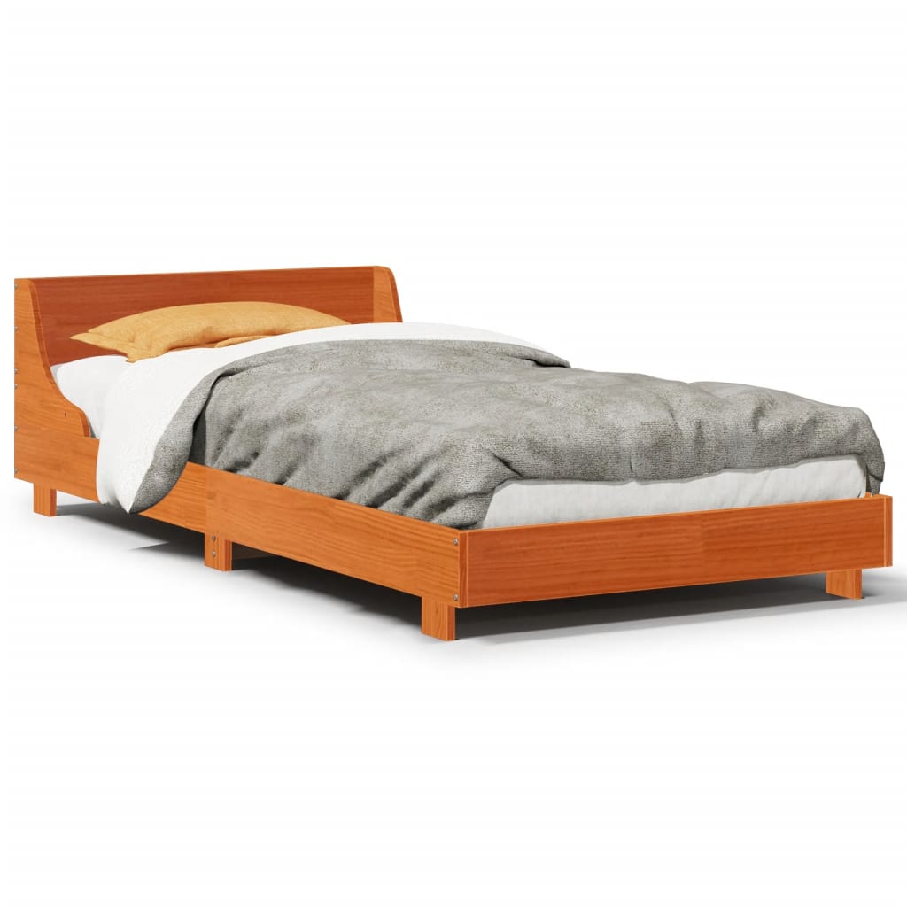 Bedframe zonder matras massief grenenhout wasbruin 75x190 cm is nu te koop bij PeponiXL, paradijselijk wonen!