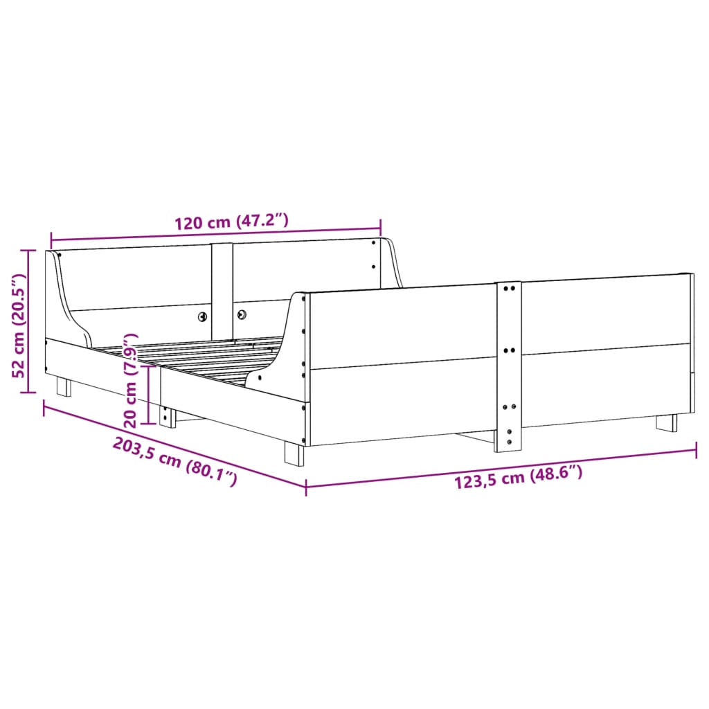 Bedframe zonder matras massief grenenhout wit 120x200 cm is nu te koop bij PeponiXL, paradijselijk wonen!