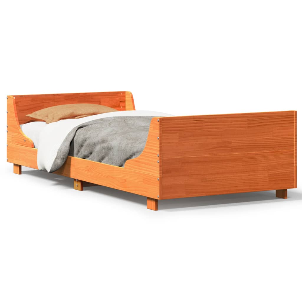 Bedframe zonder matras massief grenenhout wasbruin 90x200 cm is nu te koop bij PeponiXL, paradijselijk wonen!