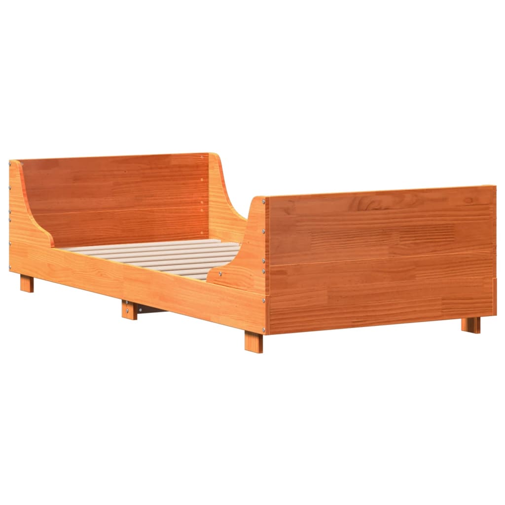 Bedframe zonder matras massief grenenhout wasbruin 90x200 cm is nu te koop bij PeponiXL, paradijselijk wonen!