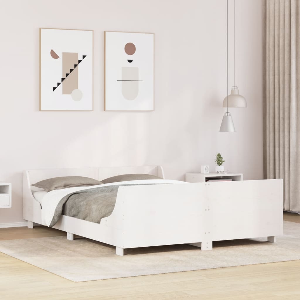 Bedframe zonder matras massief grenenhout wit 120x190 cm is nu te koop bij PeponiXL, paradijselijk wonen!