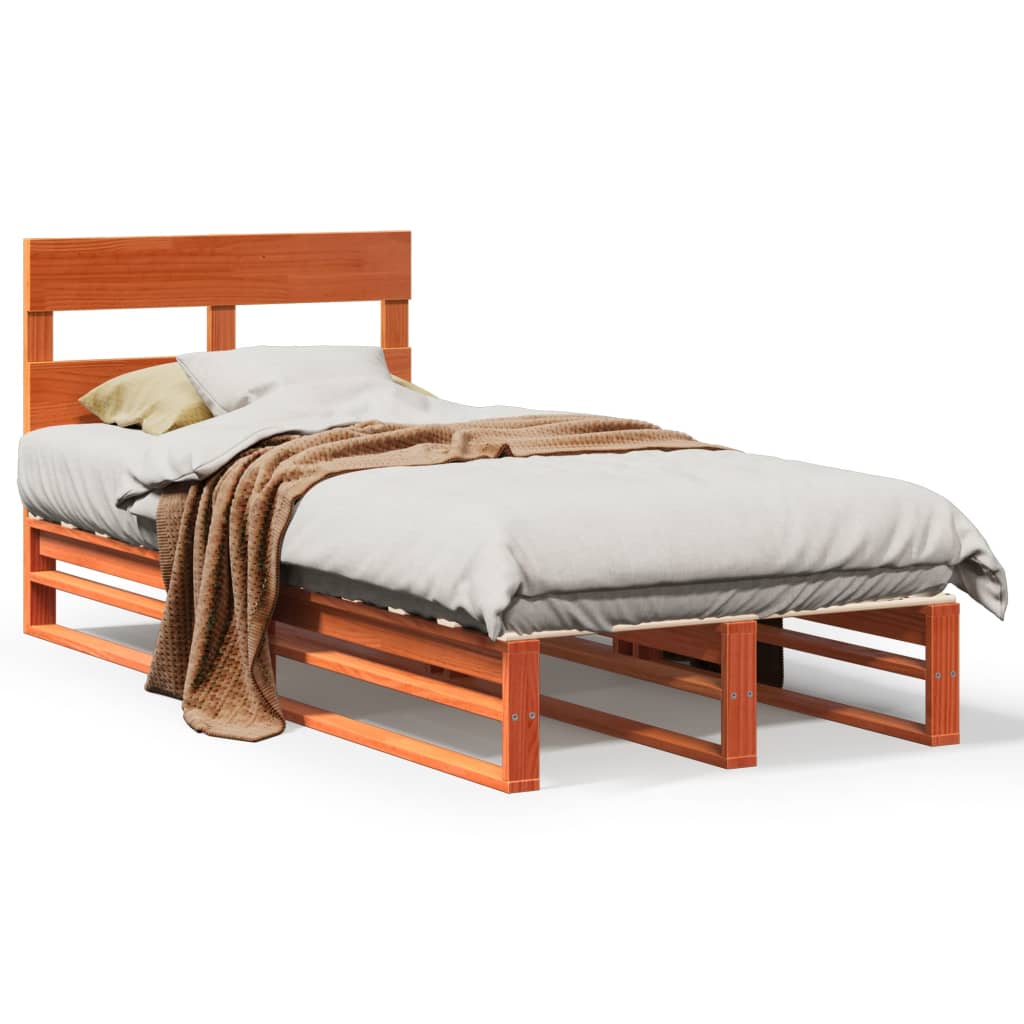 Bedframe zonder matras massief grenenhout wasbruin 90x190 cm is nu te koop bij PeponiXL, paradijselijk wonen!