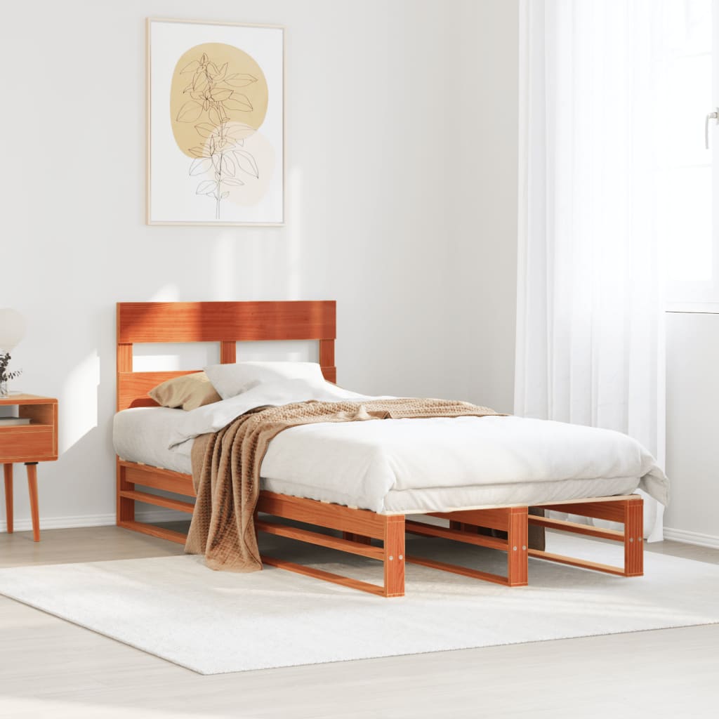 Bedframe zonder matras massief grenenhout wasbruin 90x190 cm is nu te koop bij PeponiXL, paradijselijk wonen!