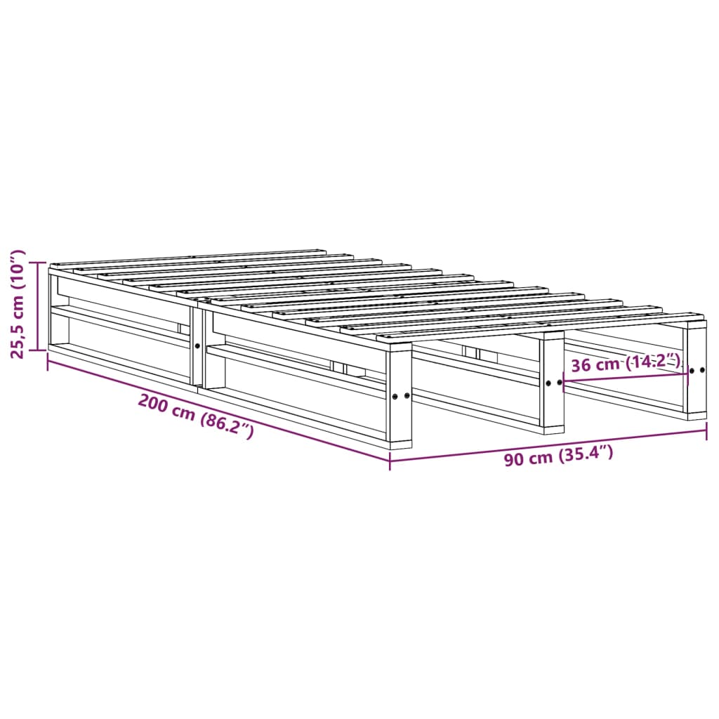 Bedframe zonder matras massief grenenhout 90x200 cm is nu te koop bij PeponiXL, paradijselijk wonen!