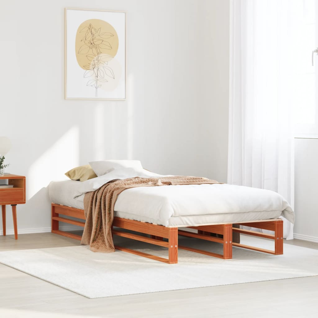 Bedframe zonder matras massief grenenhout wasbruin 90x190 cm is nu te koop bij PeponiXL, paradijselijk wonen!