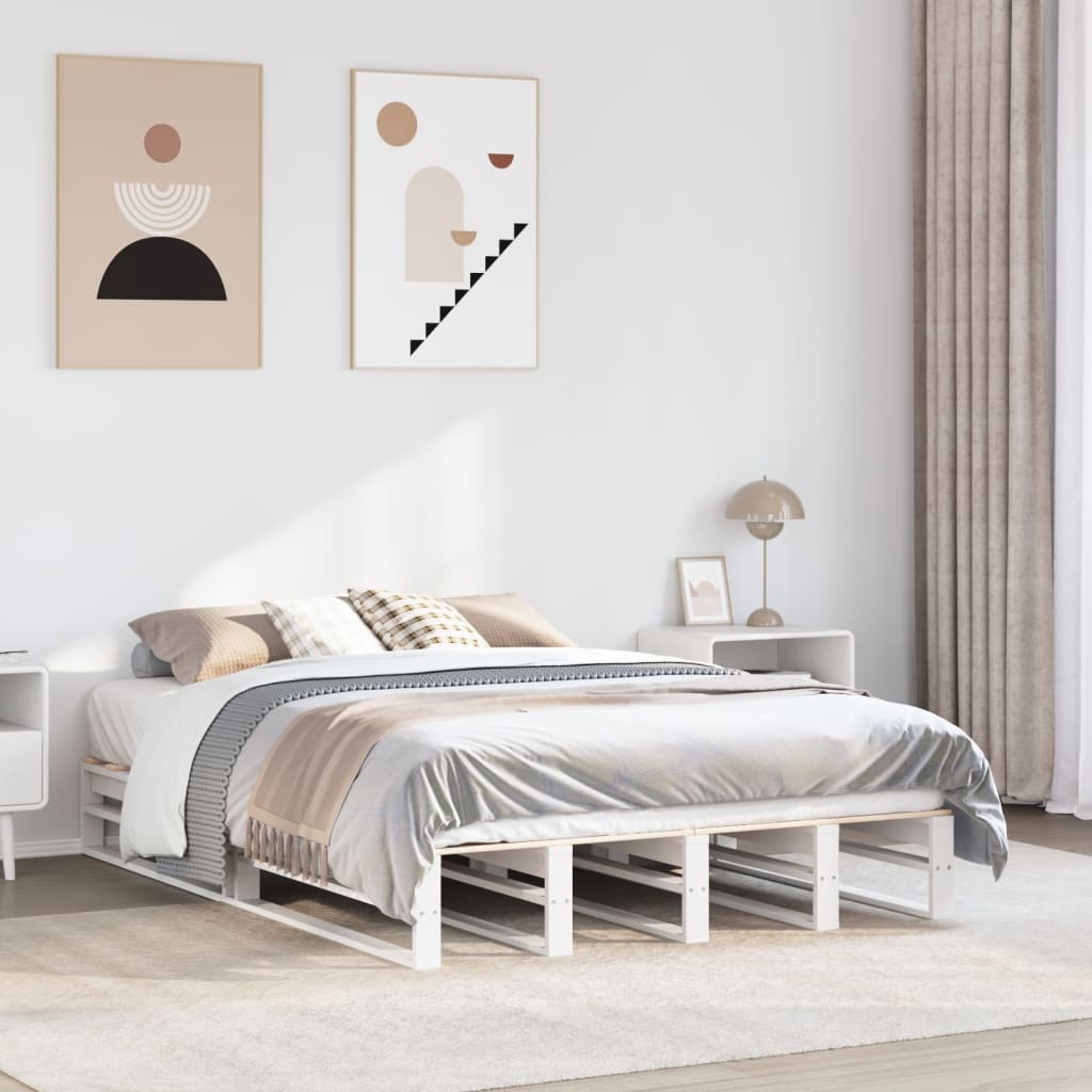 Bedframe zonder matras massief grenenhout wit 120x190 cm is nu te koop bij PeponiXL, paradijselijk wonen!