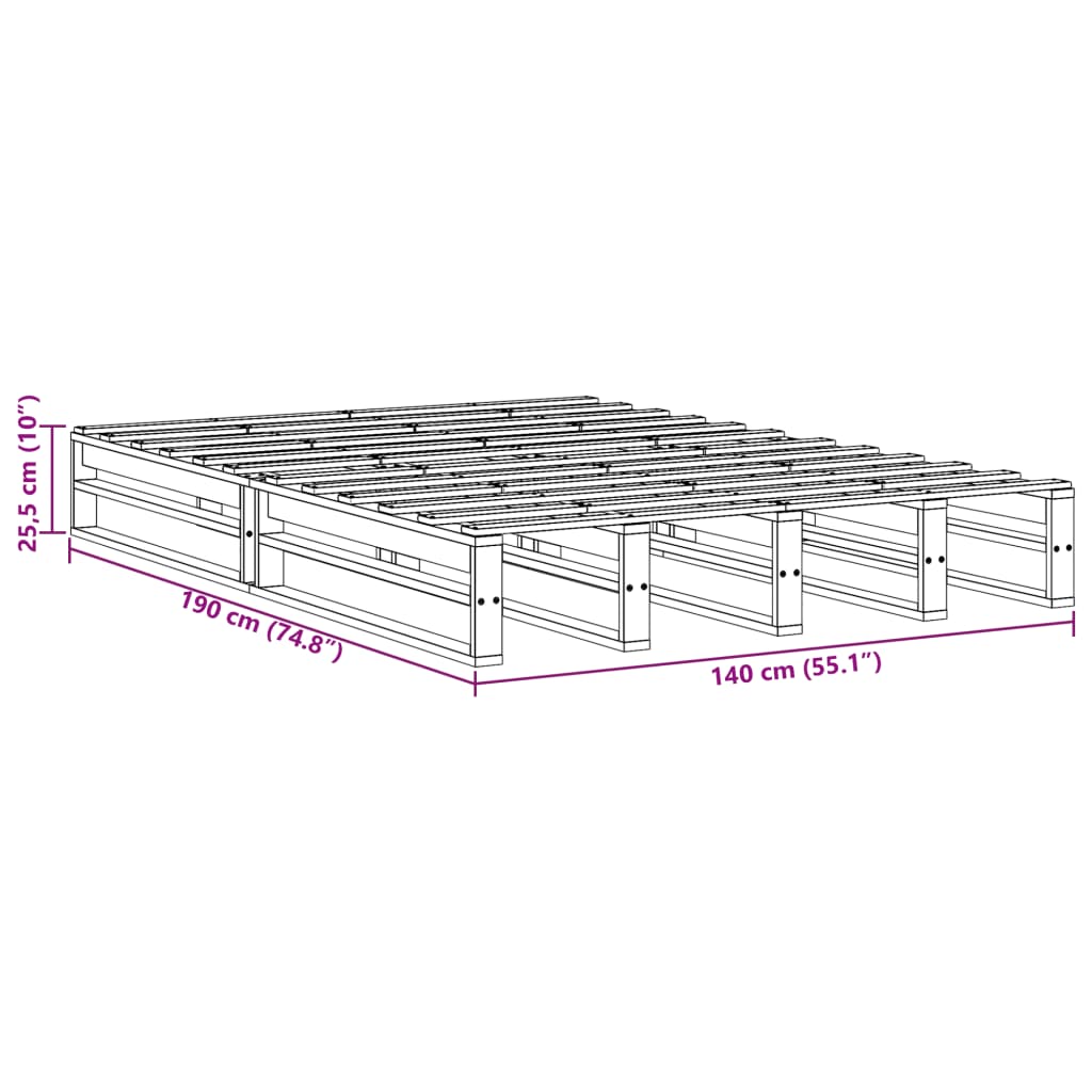 Bedframe zonder matras massief grenenhout 140x190 cm is nu te koop bij PeponiXL, paradijselijk wonen!