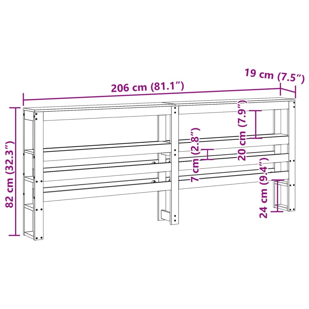 Hoofdbord met schappen 200 cm massief grenenhout is nu te koop bij PeponiXL, paradijselijk wonen!