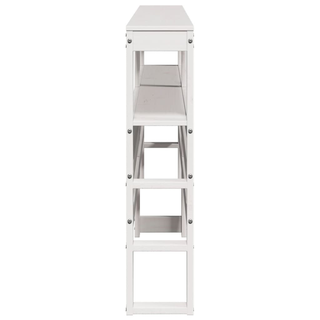 Hoofdbord met schappen 200 cm massief grenenhout wit is nu te koop bij PeponiXL, paradijselijk wonen!