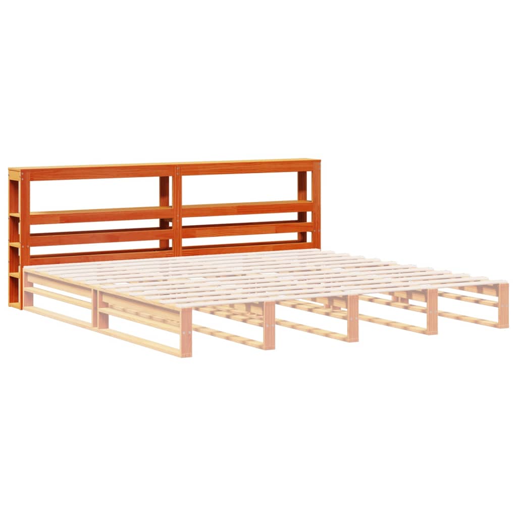 Hoofdbord met schappen 180 cm massief grenenhout wasbruin is nu te koop bij PeponiXL, paradijselijk wonen!