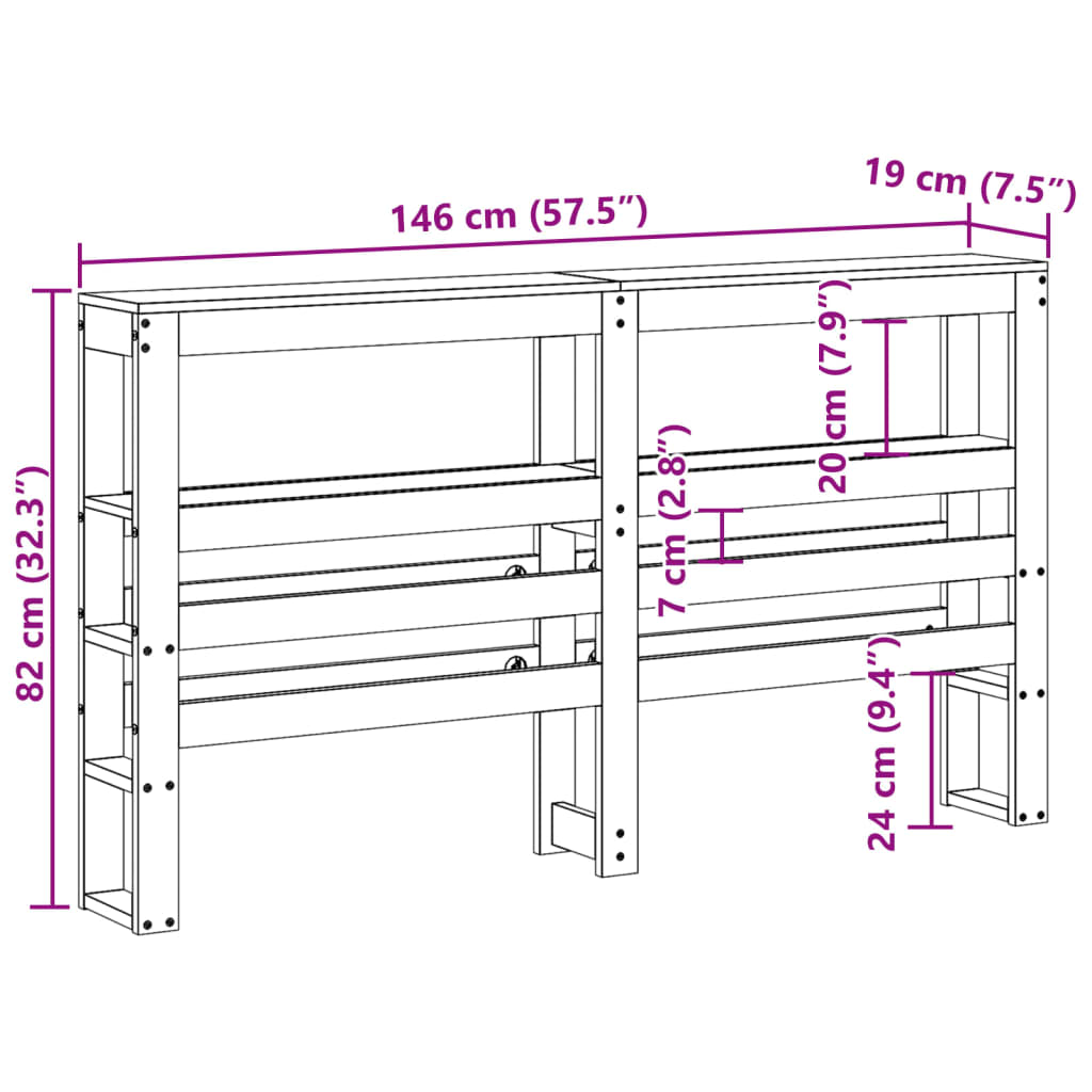 Hoofdbord met schappen 140 cm massief grenenhout is nu te koop bij PeponiXL, paradijselijk wonen!