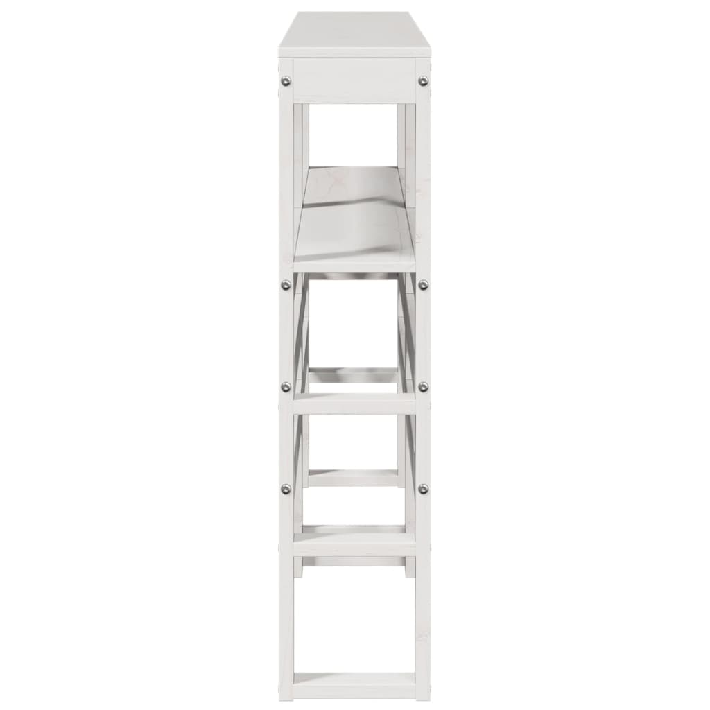 Hoofdbord met schappen 140 cm massief grenenhout wit is nu te koop bij PeponiXL, paradijselijk wonen!