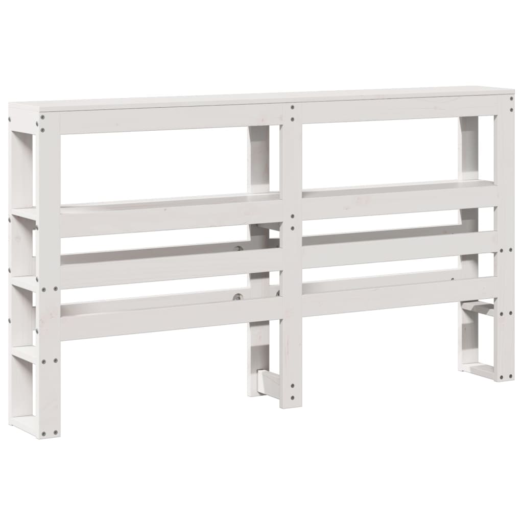Hoofdbord met schappen 140 cm massief grenenhout wit is nu te koop bij PeponiXL, paradijselijk wonen!