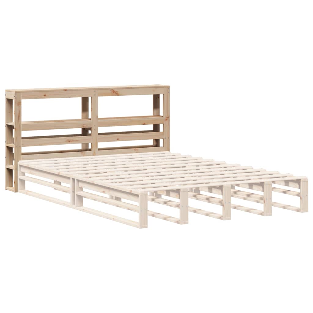 Hoofdbord met schappen 120 cm massief grenenhout is nu te koop bij PeponiXL, paradijselijk wonen!