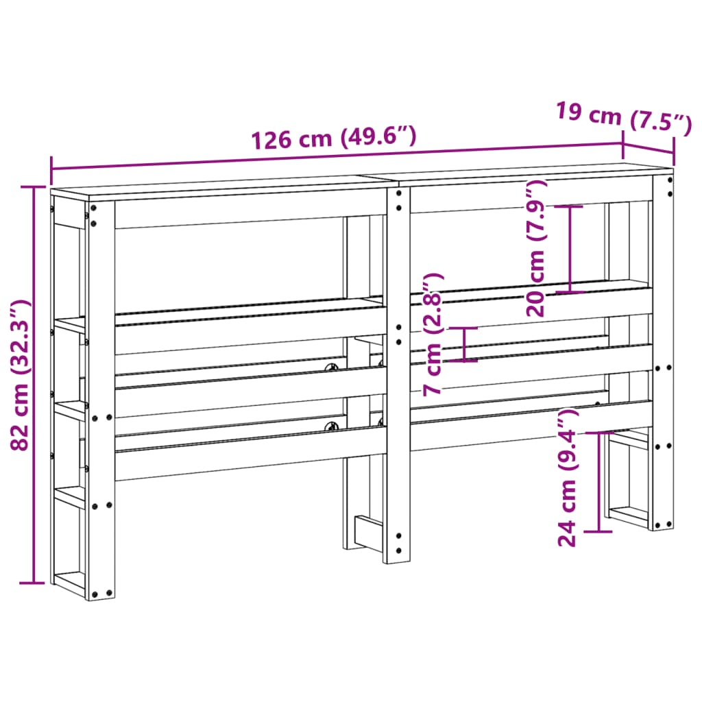 Hoofdbord met schappen 120 cm massief grenenhout is nu te koop bij PeponiXL, paradijselijk wonen!