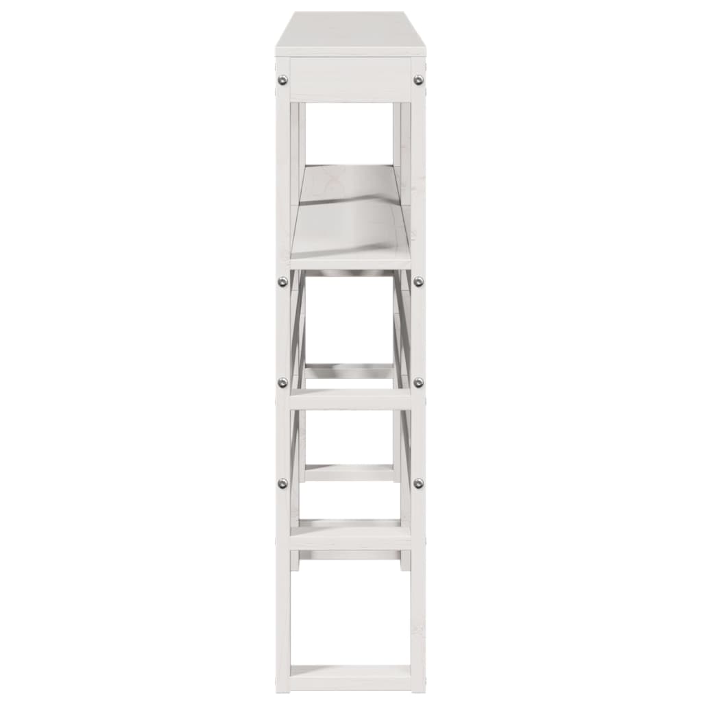 Hoofdbord met schappen 120 cm massief grenenhout wit is nu te koop bij PeponiXL, paradijselijk wonen!