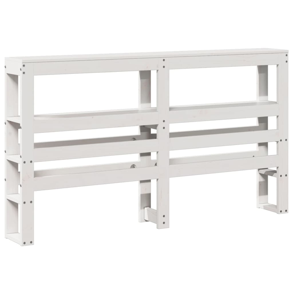 Hoofdbord met schappen 120 cm massief grenenhout wit is nu te koop bij PeponiXL, paradijselijk wonen!