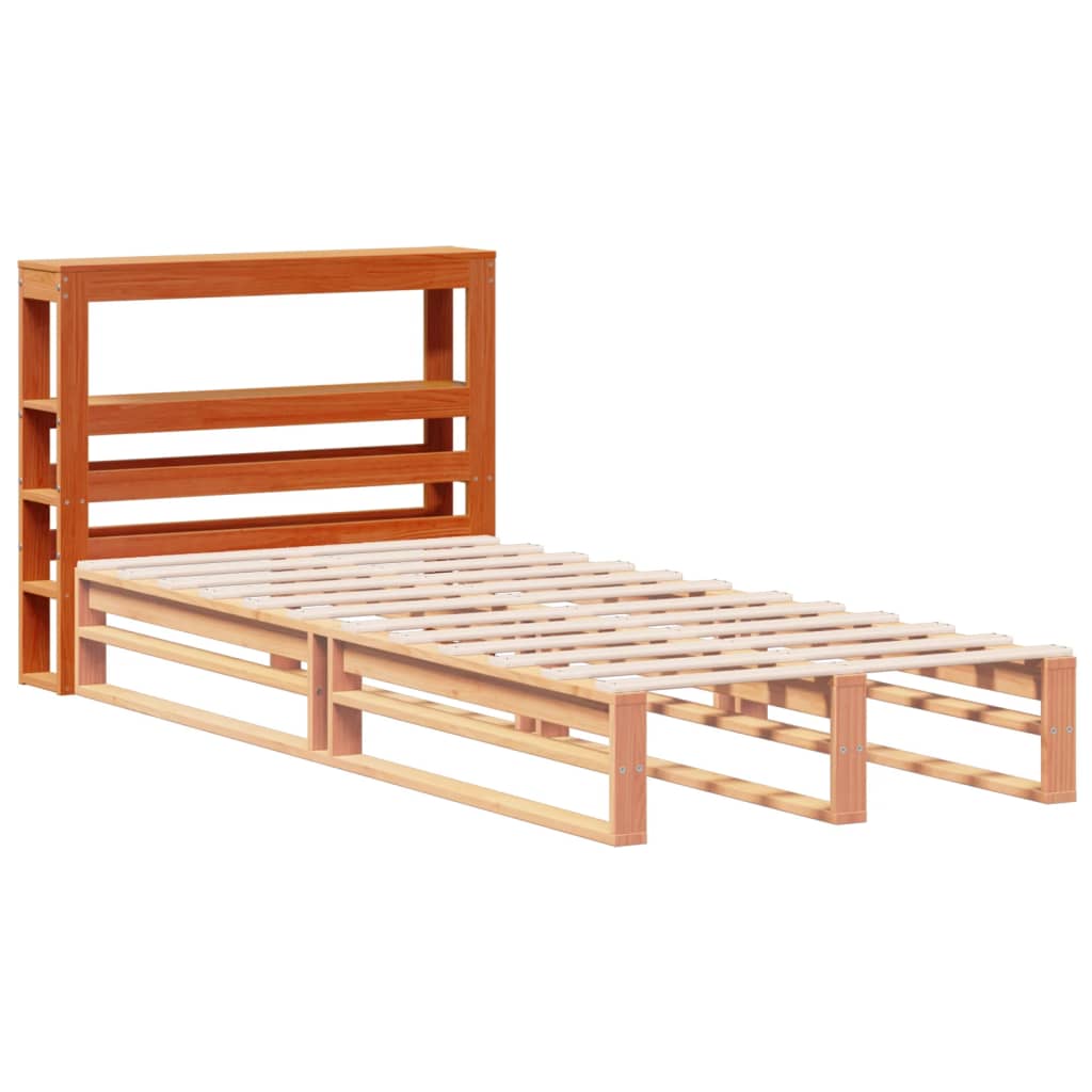 Hoofdbord met schappen 100 cm massief grenenhout wasbruin is nu te koop bij PeponiXL, paradijselijk wonen!
