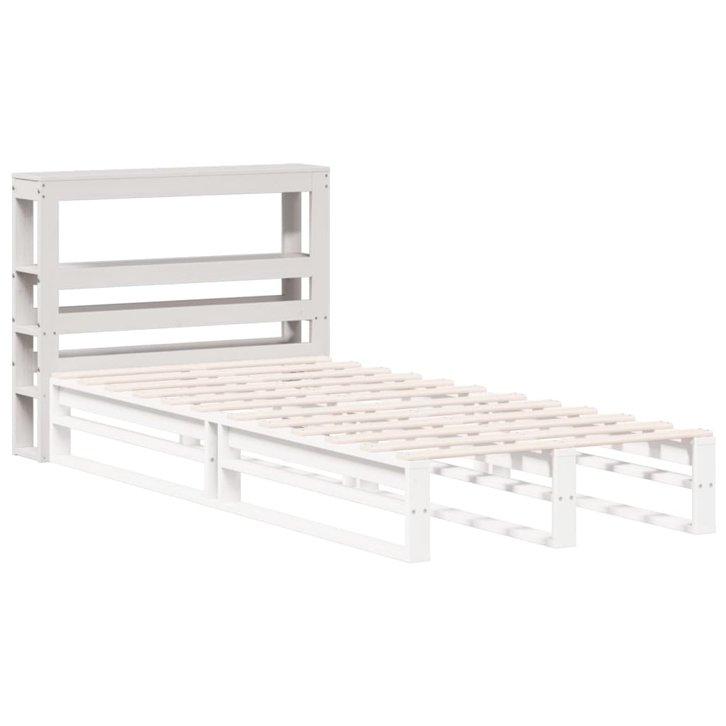 Hoofdbord met schappen 90 cm massief grenenhout wit is nu te koop bij PeponiXL, paradijselijk wonen!