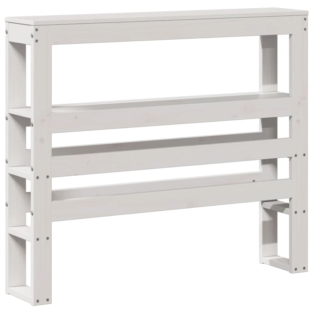 Hoofdbord met schappen 90 cm massief grenenhout wit is nu te koop bij PeponiXL, paradijselijk wonen!