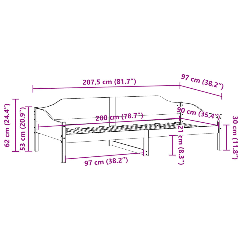 Bedframe zonder matras massief grenenhout 90x200 cm is nu te koop bij PeponiXL, paradijselijk wonen!