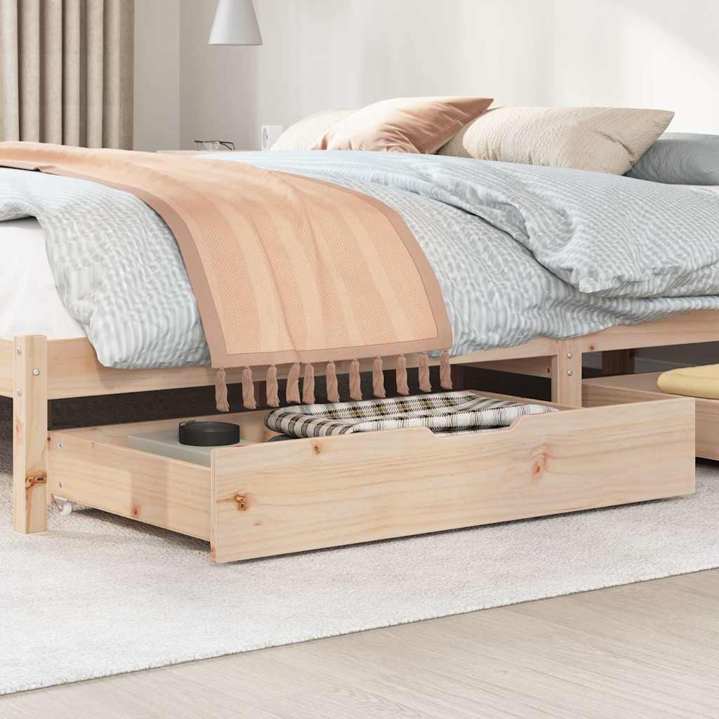 Bedlades 2 st met wieltjes 90x55x17 cm massief grenenhout is nu te koop bij PeponiXL, paradijselijk wonen!