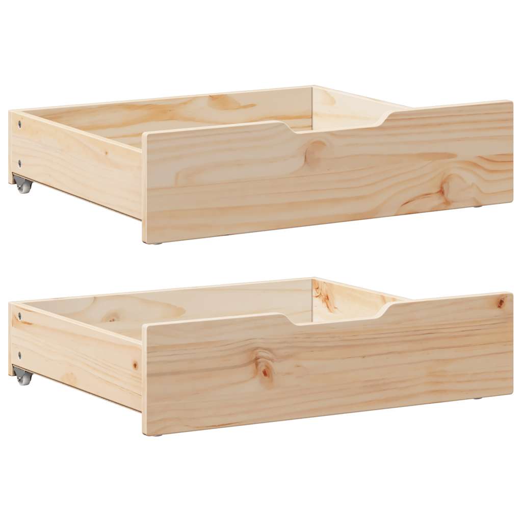 Bedlades 2 st met wieltjes 75x55x17 cm massief grenenhout is nu te koop bij PeponiXL, paradijselijk wonen!