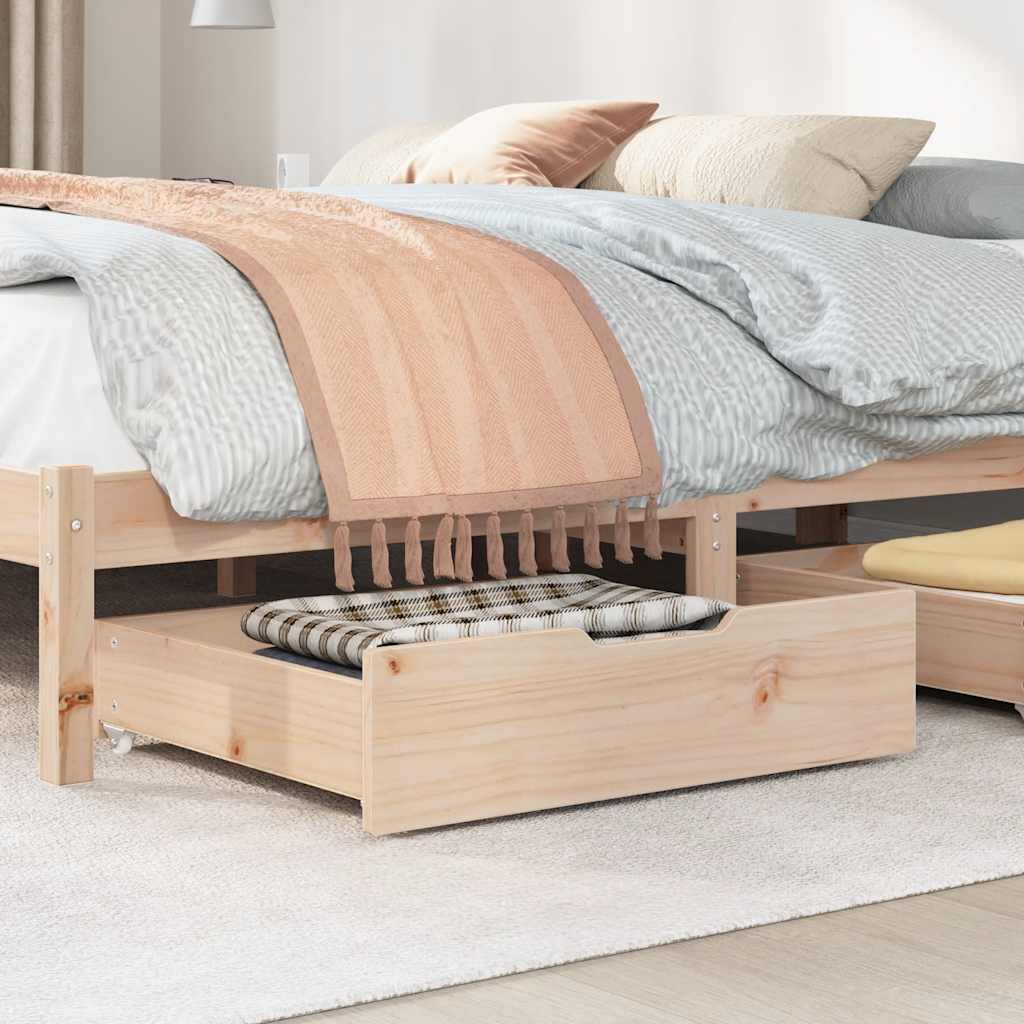 Bedlades 2 st met wieltjes 75x55x17 cm massief grenenhout is nu te koop bij PeponiXL, paradijselijk wonen!