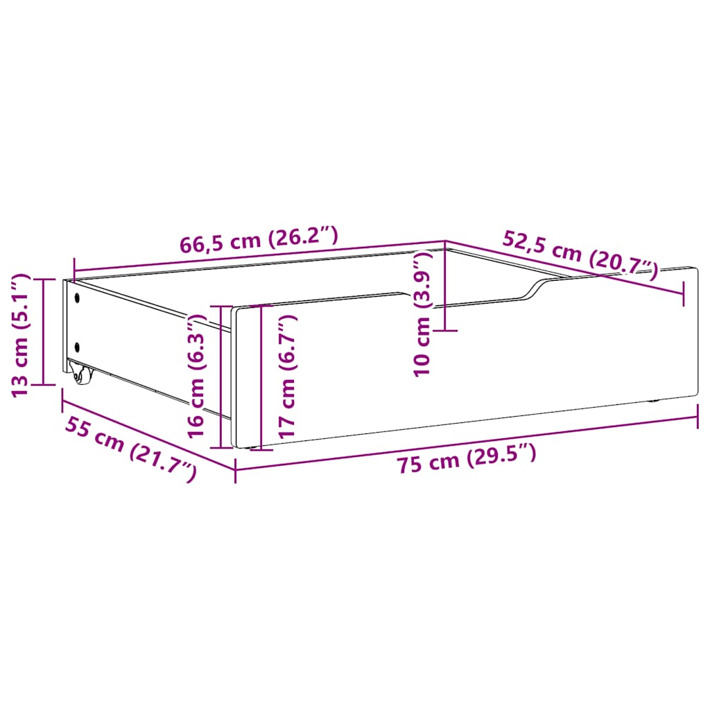 Bedlades 2 st 75x55x17 cm massief grenenhout wit is nu te koop bij PeponiXL, paradijselijk wonen!
