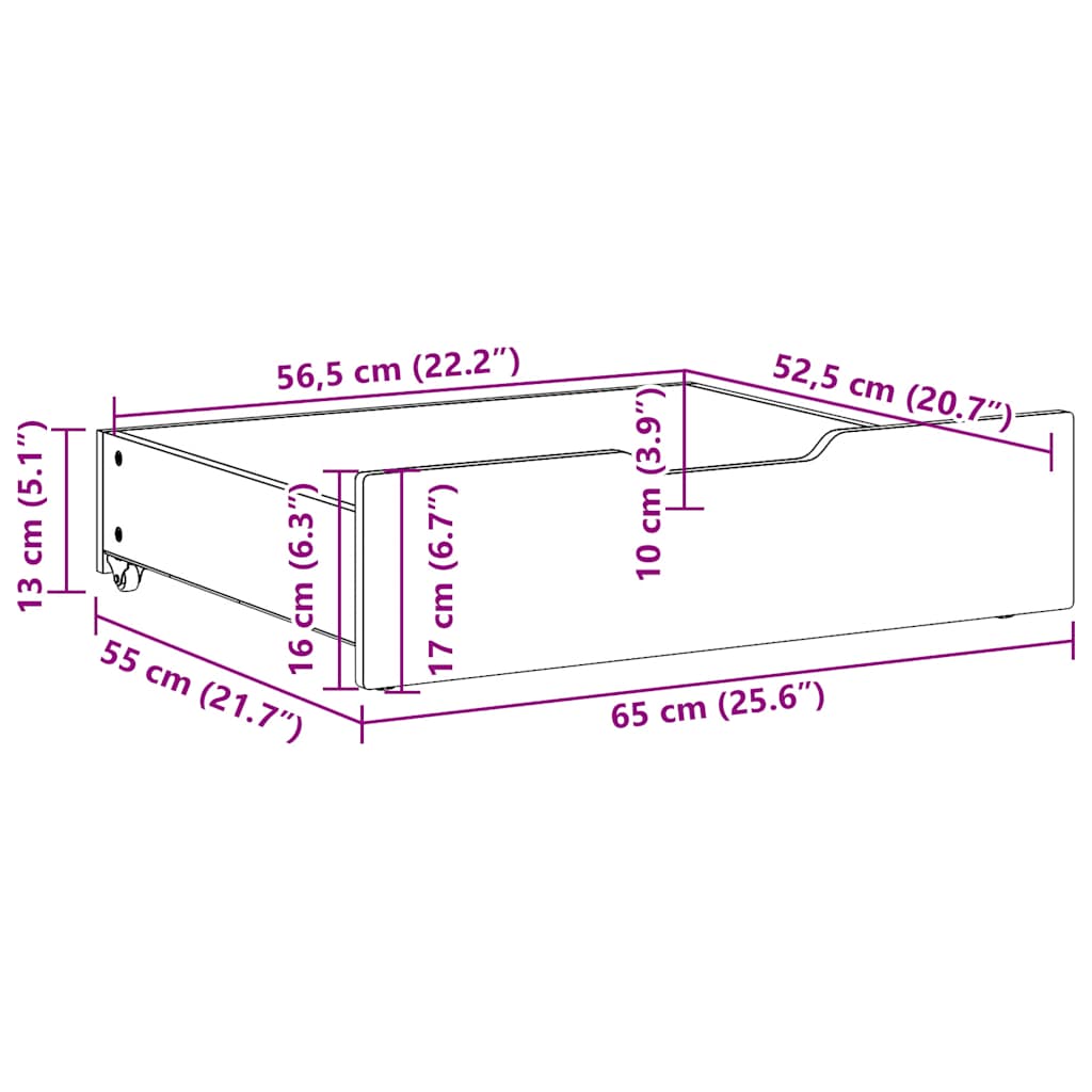 Bedlades 2 st 65x55x17 massief grenenhout wasbruin is nu te koop bij PeponiXL, paradijselijk wonen!