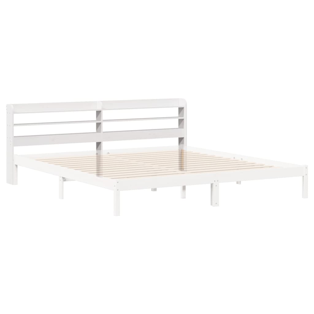 Hoofdbord met schappen 200 cm massief grenenhout wit is nu te koop bij PeponiXL, paradijselijk wonen!