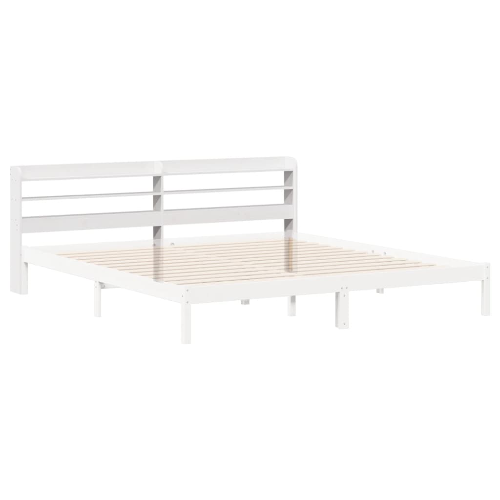 Hoofdbord met schappen 180 cm massief grenenhout wit is nu te koop bij PeponiXL, paradijselijk wonen!