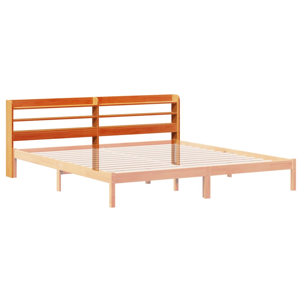 Hoofdbord met schappen 180 cm massief grenenhout wasbruin is nu te koop bij PeponiXL, paradijselijk wonen!