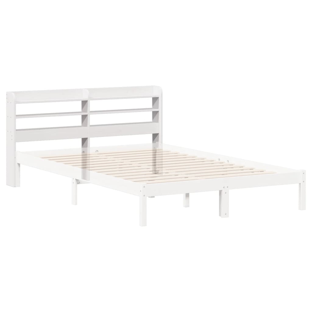 Hoofdbord met schappen 160 cm massief grenenhout wit is nu te koop bij PeponiXL, paradijselijk wonen!