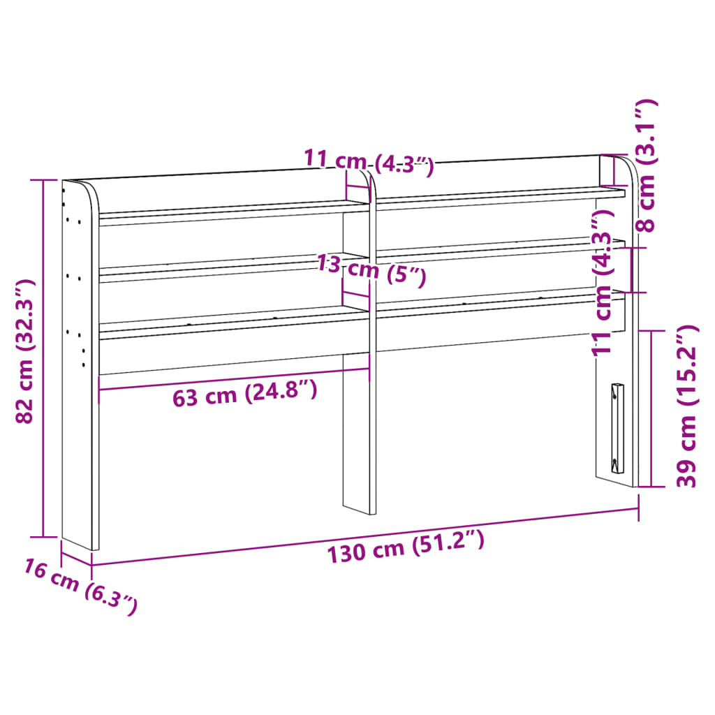 Hoofdbord met schappen 120 cm massief grenenhout is nu te koop bij PeponiXL, paradijselijk wonen!