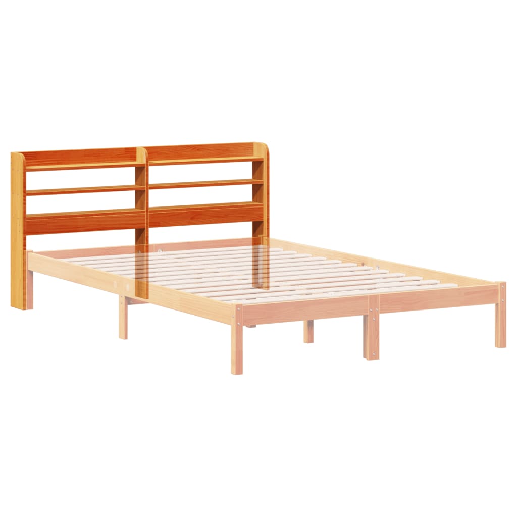 Hoofdbord met schappen 120 cm massief grenenhout wasbruin is nu te koop bij PeponiXL, paradijselijk wonen!