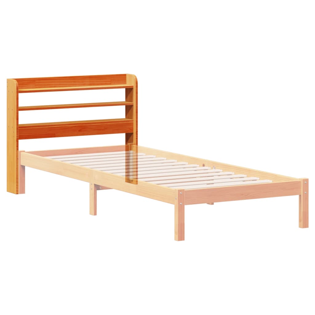Hoofdbord met schappen 75 cm massief grenenhout wasbruin is nu te koop bij PeponiXL, paradijselijk wonen!