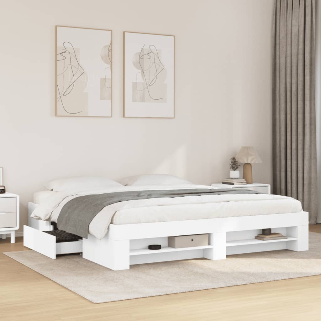 Bedframe massief hout wit 200x200 cm is nu te koop bij PeponiXL, paradijselijk wonen!