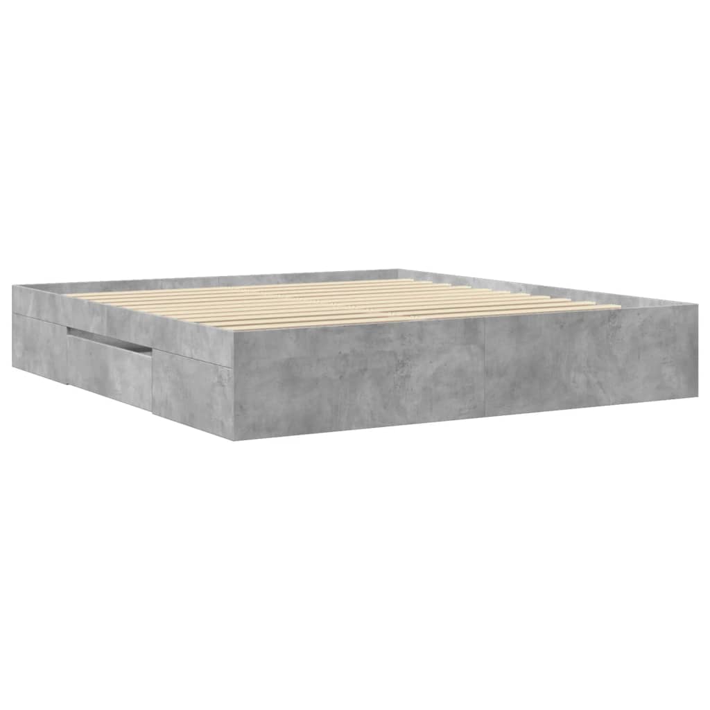 Bedframe bewerkt hout betongrijs 200x200 cm is nu te koop bij PeponiXL, paradijselijk wonen!