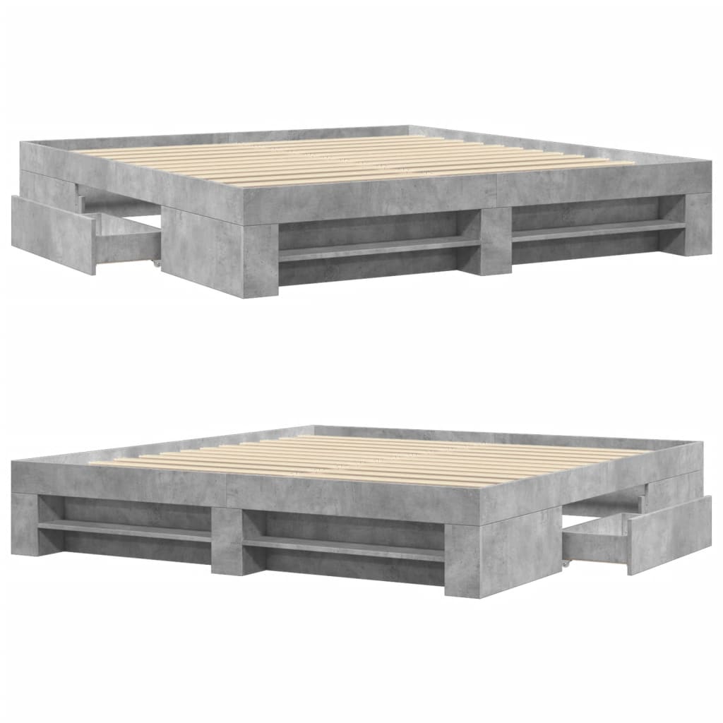 Bedframe bewerkt hout betongrijs 200x200 cm is nu te koop bij PeponiXL, paradijselijk wonen!