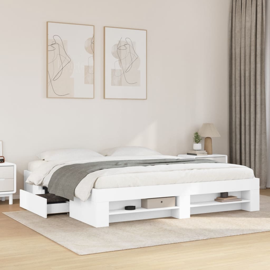 Bedframe zonder matras 180x200 cm spaanplaat wit is nu te koop bij PeponiXL, paradijselijk wonen!