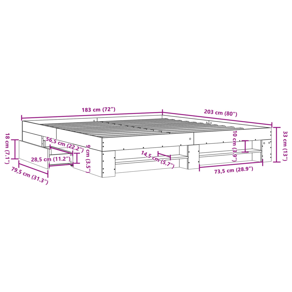 Bedframe zonder matras 180x200 cm spaanplaat wit is nu te koop bij PeponiXL, paradijselijk wonen!