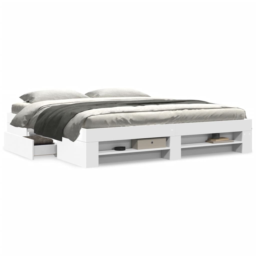 Bedframe zonder matras 180x200 cm spaanplaat wit is nu te koop bij PeponiXL, paradijselijk wonen!