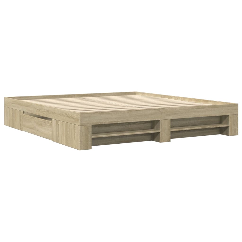 Bedframe zonder matras hout sonoma eikenkleurig 180x200 cm is nu te koop bij PeponiXL, paradijselijk wonen!