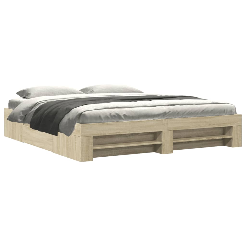 Bedframe zonder matras hout sonoma eikenkleurig 180x200 cm is nu te koop bij PeponiXL, paradijselijk wonen!